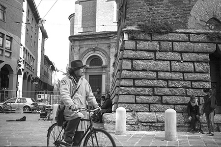 Man on bicycle, Bologna, Italy